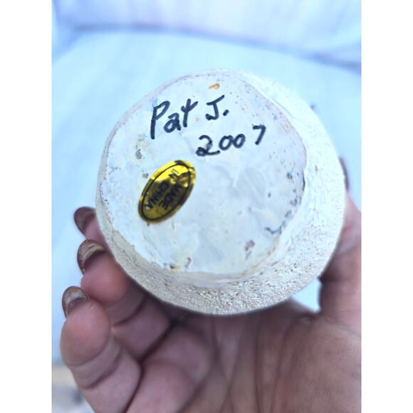 Handcrafted Snowman Figure 7 Inch Ceramic Holiday Decor Signed 2007 - Picture 3 of 3